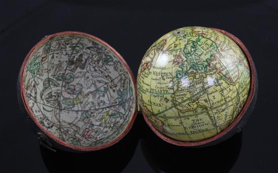 A Nathaniel Lane Pocket New Globe of the Earth, dated 1776,